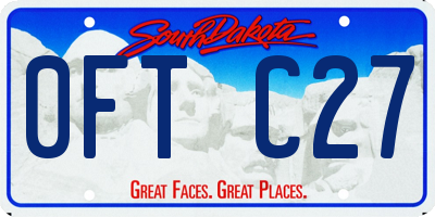 SD license plate 0FTC27