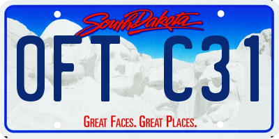 SD license plate 0FTC31