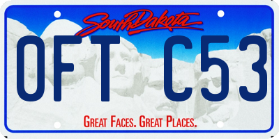 SD license plate 0FTC53