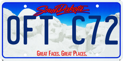 SD license plate 0FTC72