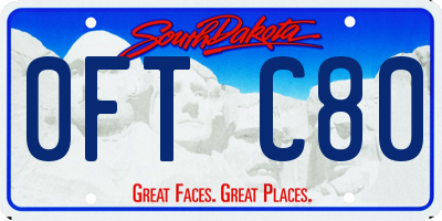 SD license plate 0FTC80