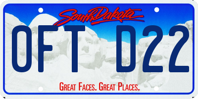 SD license plate 0FTD22
