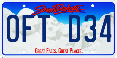 SD license plate 0FTD34