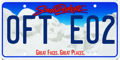 SD license plate 0FTE02