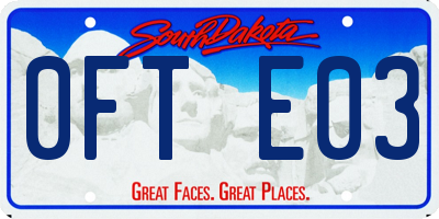 SD license plate 0FTE03