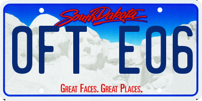 SD license plate 0FTE06