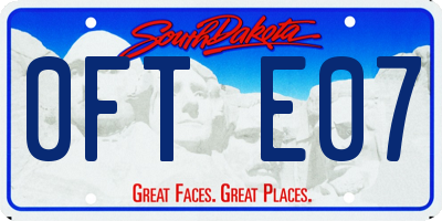 SD license plate 0FTE07