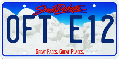 SD license plate 0FTE12
