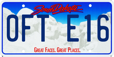 SD license plate 0FTE16