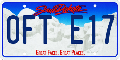 SD license plate 0FTE17