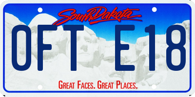 SD license plate 0FTE18