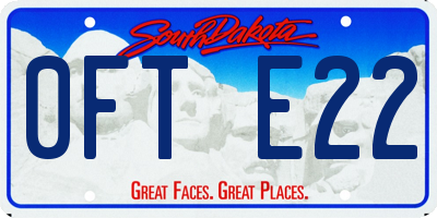 SD license plate 0FTE22