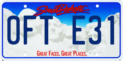 SD license plate 0FTE31