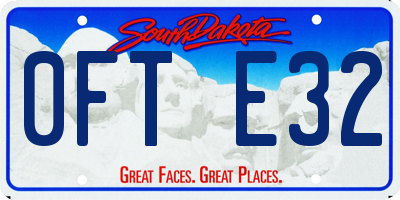 SD license plate 0FTE32