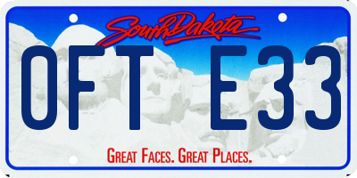 SD license plate 0FTE33