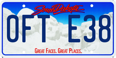 SD license plate 0FTE38