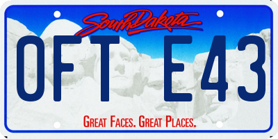 SD license plate 0FTE43