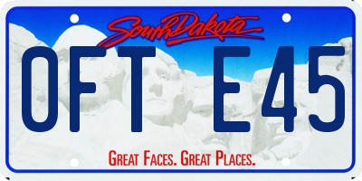 SD license plate 0FTE45