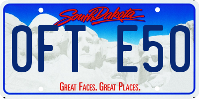 SD license plate 0FTE50