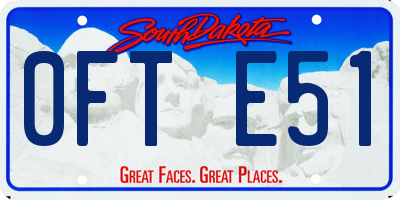 SD license plate 0FTE51