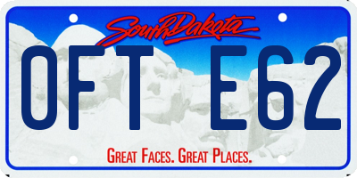 SD license plate 0FTE62