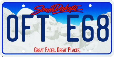 SD license plate 0FTE68