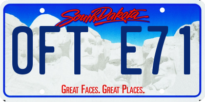 SD license plate 0FTE71