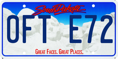 SD license plate 0FTE72