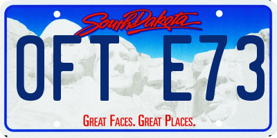 SD license plate 0FTE73