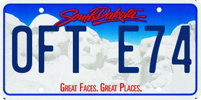 SD license plate 0FTE74