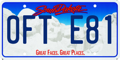 SD license plate 0FTE81