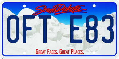 SD license plate 0FTE83