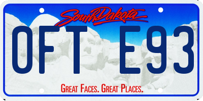 SD license plate 0FTE93