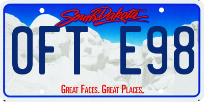 SD license plate 0FTE98