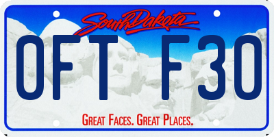 SD license plate 0FTF30