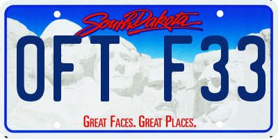 SD license plate 0FTF33