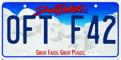 SD license plate 0FTF42
