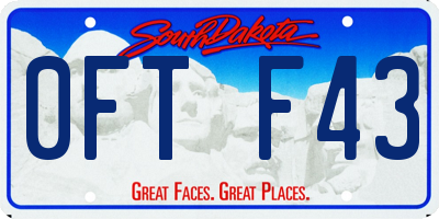 SD license plate 0FTF43