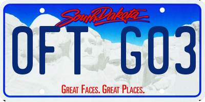 SD license plate 0FTG03