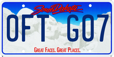 SD license plate 0FTG07