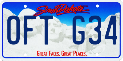 SD license plate 0FTG34