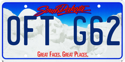 SD license plate 0FTG62