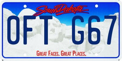 SD license plate 0FTG67