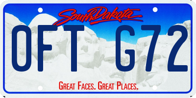 SD license plate 0FTG72