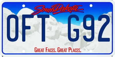 SD license plate 0FTG92