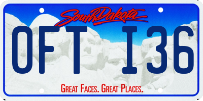 SD license plate 0FTI36