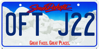 SD license plate 0FTJ22