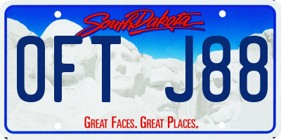 SD license plate 0FTJ88