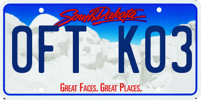 SD license plate 0FTK03