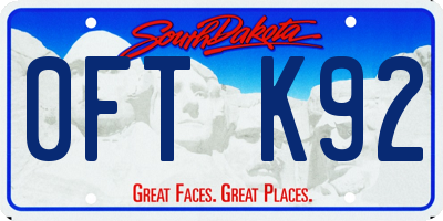 SD license plate 0FTK92